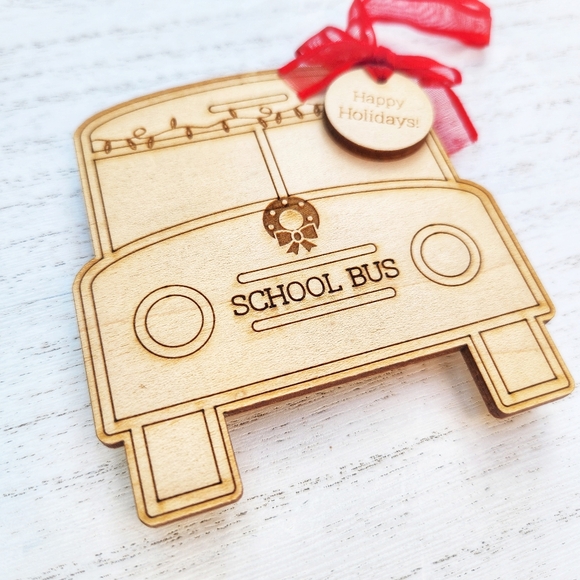 SCHOOL BUS DRIVER GIFT!!! Laser Cut & Engraved Gift Card Holder Ornament - Picture 4 of 5